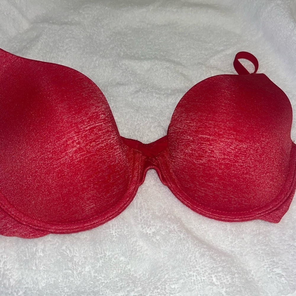 Victoria's Secret Red Coral Pink Uplift Semi Demi Underwire Bra Size 32C